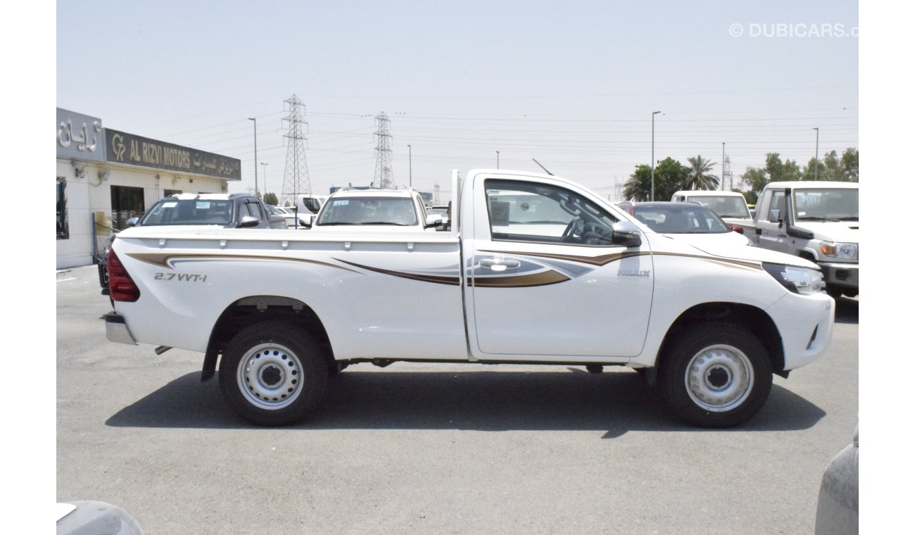 Toyota Hilux 2.7L DLX  PETROL 4 CYLINDER  SINGLE CABIN MANUAL TRANSMISSION WHITE 2 SEATS ONLY FOR EXPORT