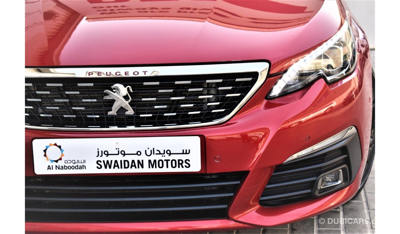 Peugeot 308 AED 1370 PM | 1.6L GT LINE 2020 GCC AGENCY WARRANTY UP TO 2025 OR 100000KM