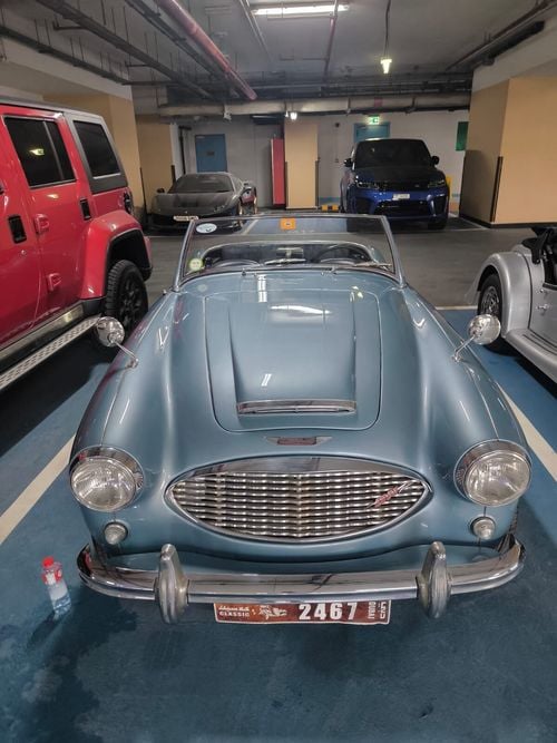 Austin Healey 3000 ice blue, wire wheels