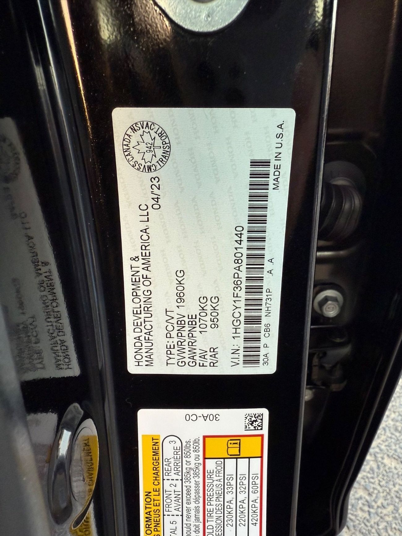 Honda Accord HONDA ACCORD 1.5L EXL Turbo Sport 2023 LIMITED 1.5L SUNROOF