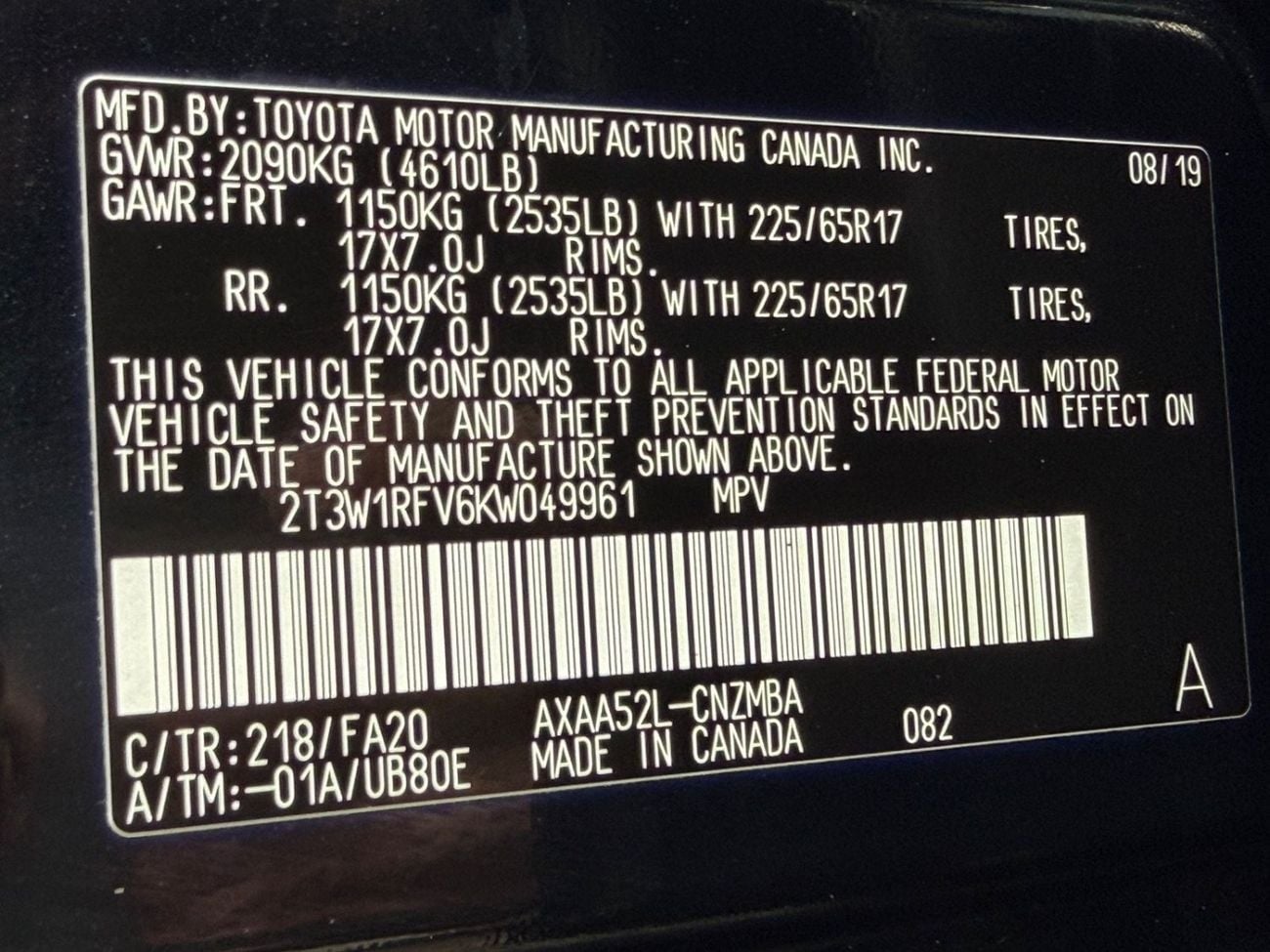 Toyota RAV4 2019 TOYOTA RAV4 XLE Full Option