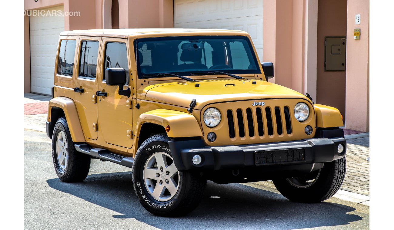 Jeep Wrangler Sahara Unlimited 2015 GCC Warranty with Zero Down-Payment.