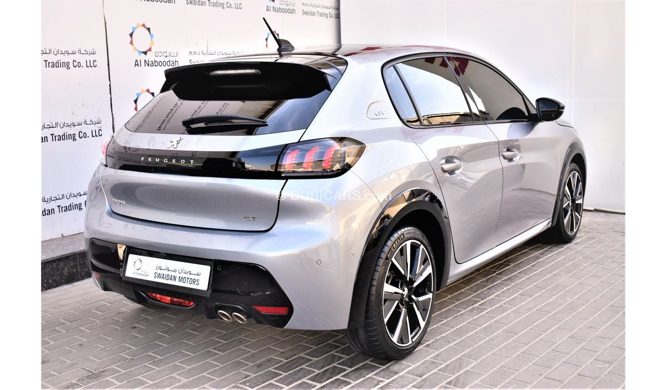 Peugeot 208 AED 703 PM | 1.2L GT GCC AGENCY WARRANTY UP TO 2026 OR 100K KM