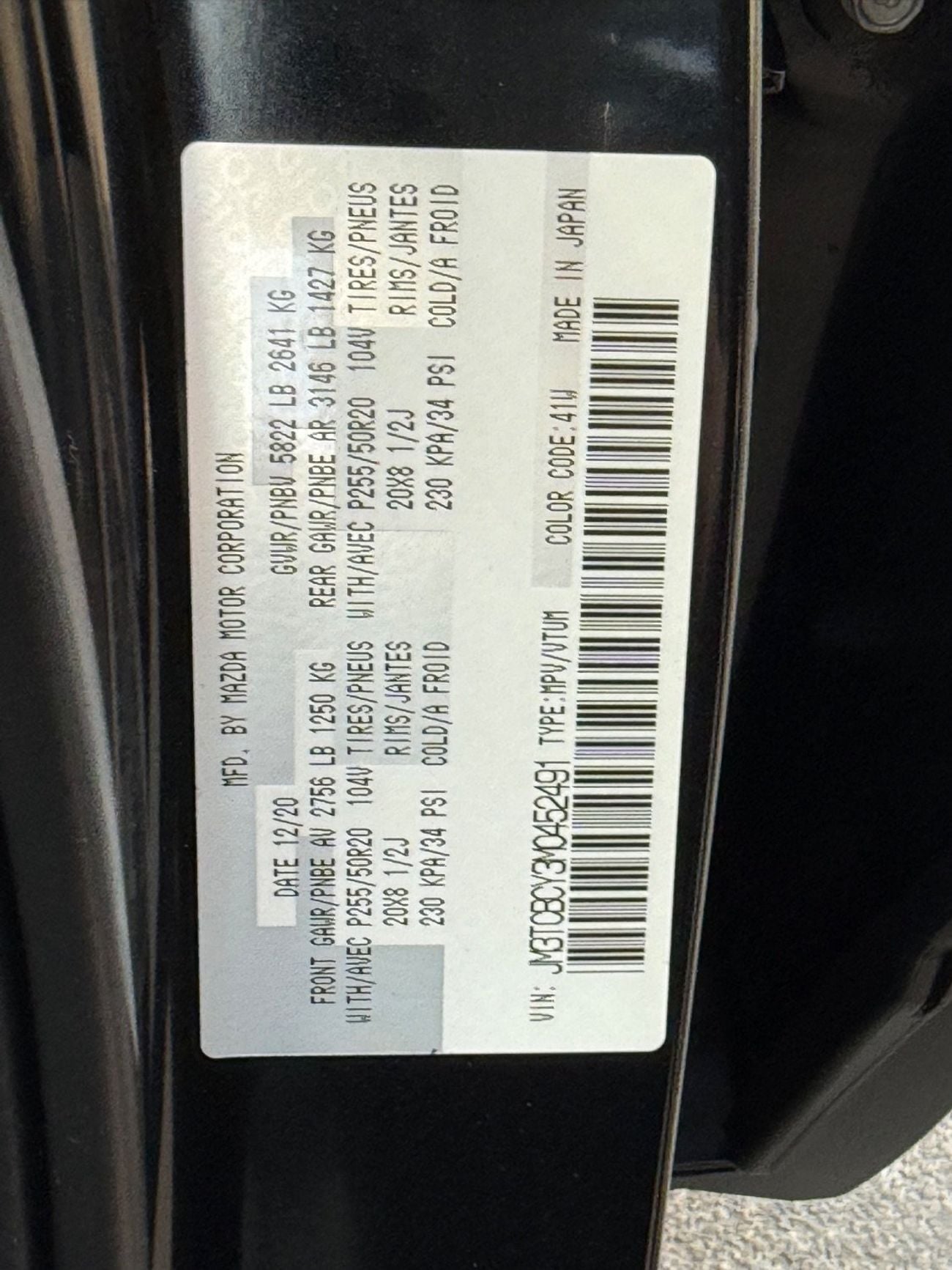 Mazda CX-9 LTD 2.5L (225 HP) 2021 LIMITED MOONROOF FULL OPTION 7-SEATER CANADA SPEC