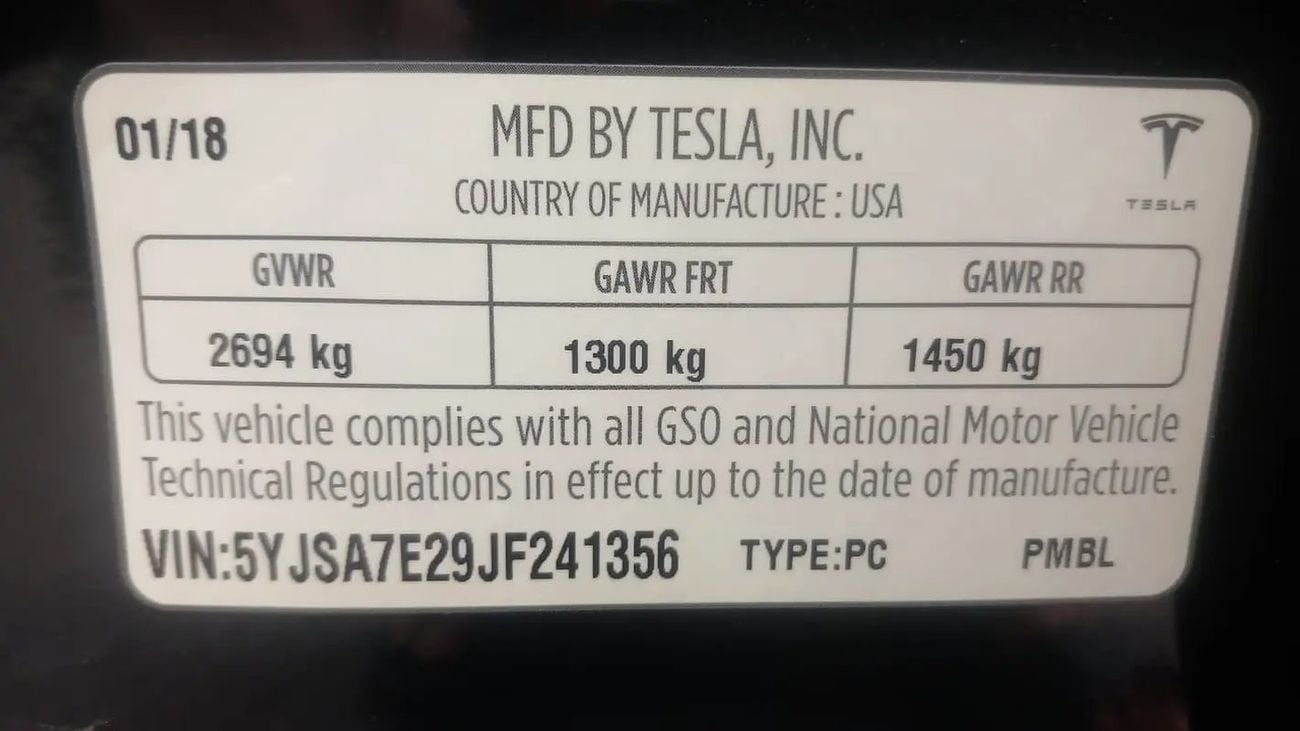 Tesla Model S P100D 100D GCC under warranty