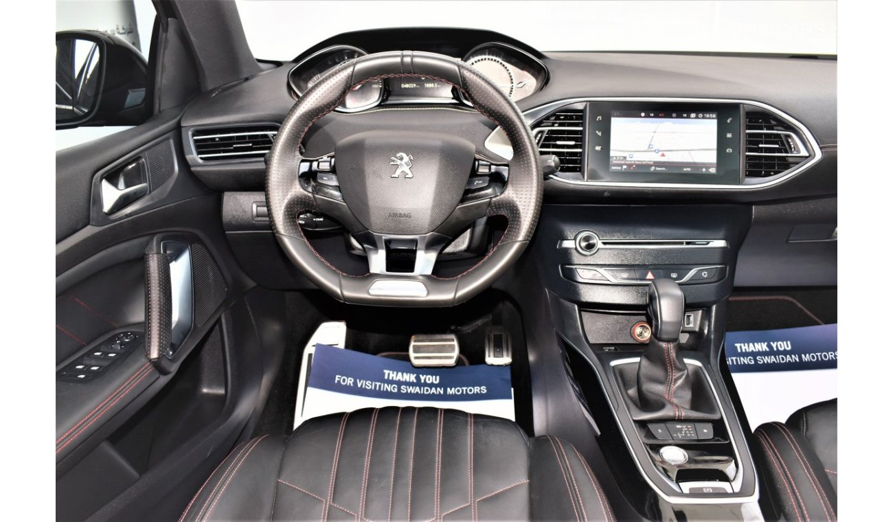 Peugeot 308 AED 1468 PM | 1.6L GT LINE GCC AGENCY WARRANTY UP TO 2026 OR 100000KM
