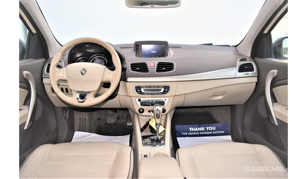 Renault Fluence | AED 740 PM | 0% DP | 2.0 LE FULL OPTION GCC DEALER WARRANTY
