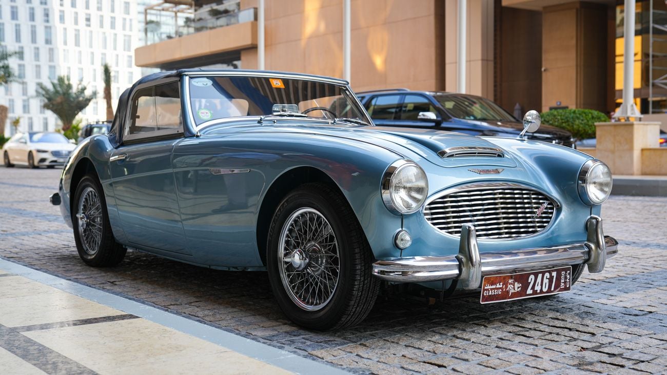 Austin Healey 3000 ice blue, wire wheels