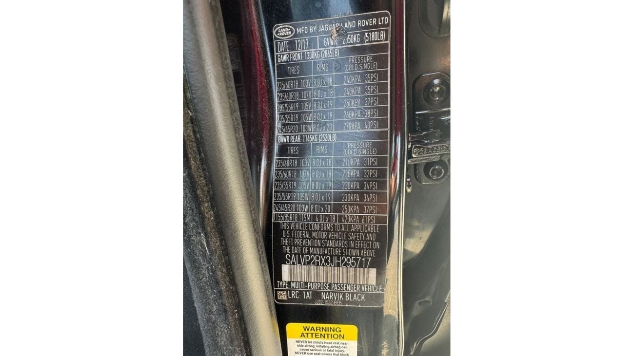 Land Rover Range Rover Evoque SE Range Rover Evoque 2018 2.0 Turbo Full options