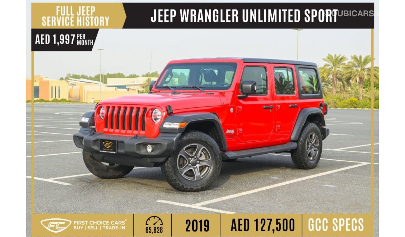 Jeep Wrangler Unlimited Sport AED 1,997/month 2019 | JEEP WRANGLER UNLIMITED | SPORT GCC | FULL JEEP SERVICE HISTO