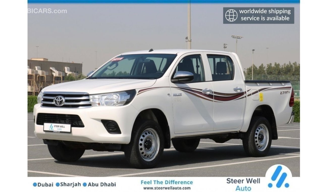 Toyota Hilux GL 2019 | HILUX GL D/C 2.7L - 4X4 - PETROL - M/T WITH GCC SPECS AND EXCELLENT CONDITION