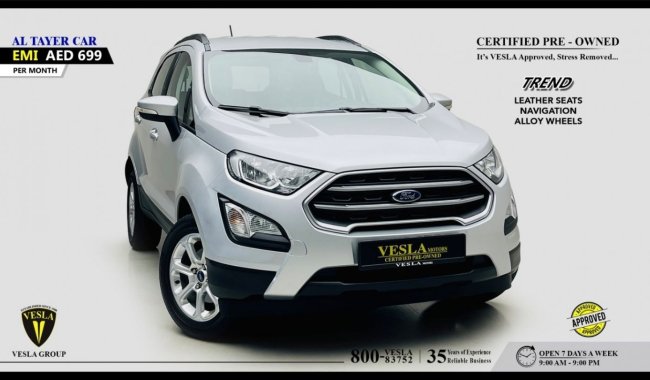 Ford Eco Sport TREND + LEATHER SEATS + NAVIGATION + CAMERA + ALLOY WHEELS / GCC / 2019 / UNLIMITED MILEAGE WARRANTY
