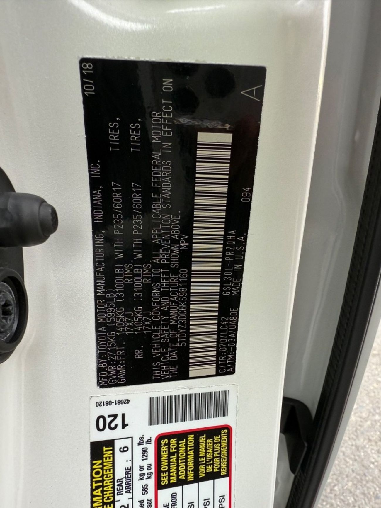 تويوتا سيينا 2019 LIMITED SUNROOF V6 USA IMPORTED