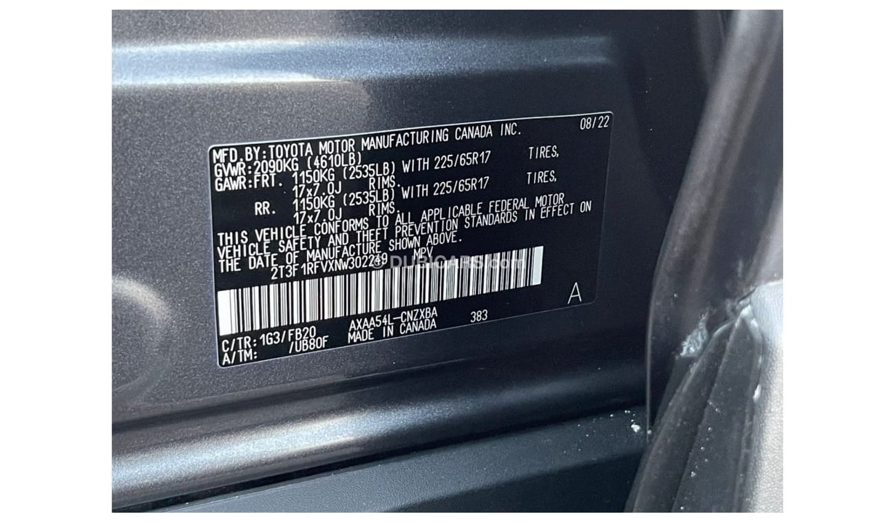 Toyota RAV4 2022 TOYOTA RAV4 LE 4x4 IMPORTED FROM USA VERY CLEAN CAR INSIDE AND OUT SIDE FOR