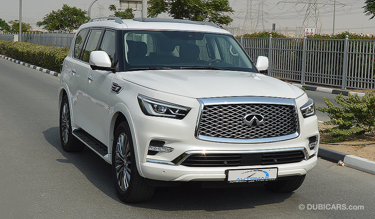 إنفينيتي QX80 5.6-V8 4WD, GCC, 8-Seat, 0km w/ 5Yrs or 200K km WTY + 2Yrs or 50K km SERV at Dynatrade