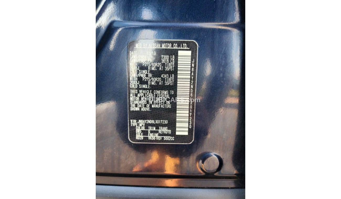 Nissan Armada NISSAN ARMADA SV 2WD 2020 DARK BLUE