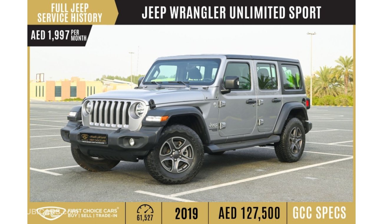 Jeep Wrangler AED 1,997/month 2019 | JEEP WRANGLER UNLIMITED | SPORT GCC | FULL JEEP SERVICE HISTORY | J33939