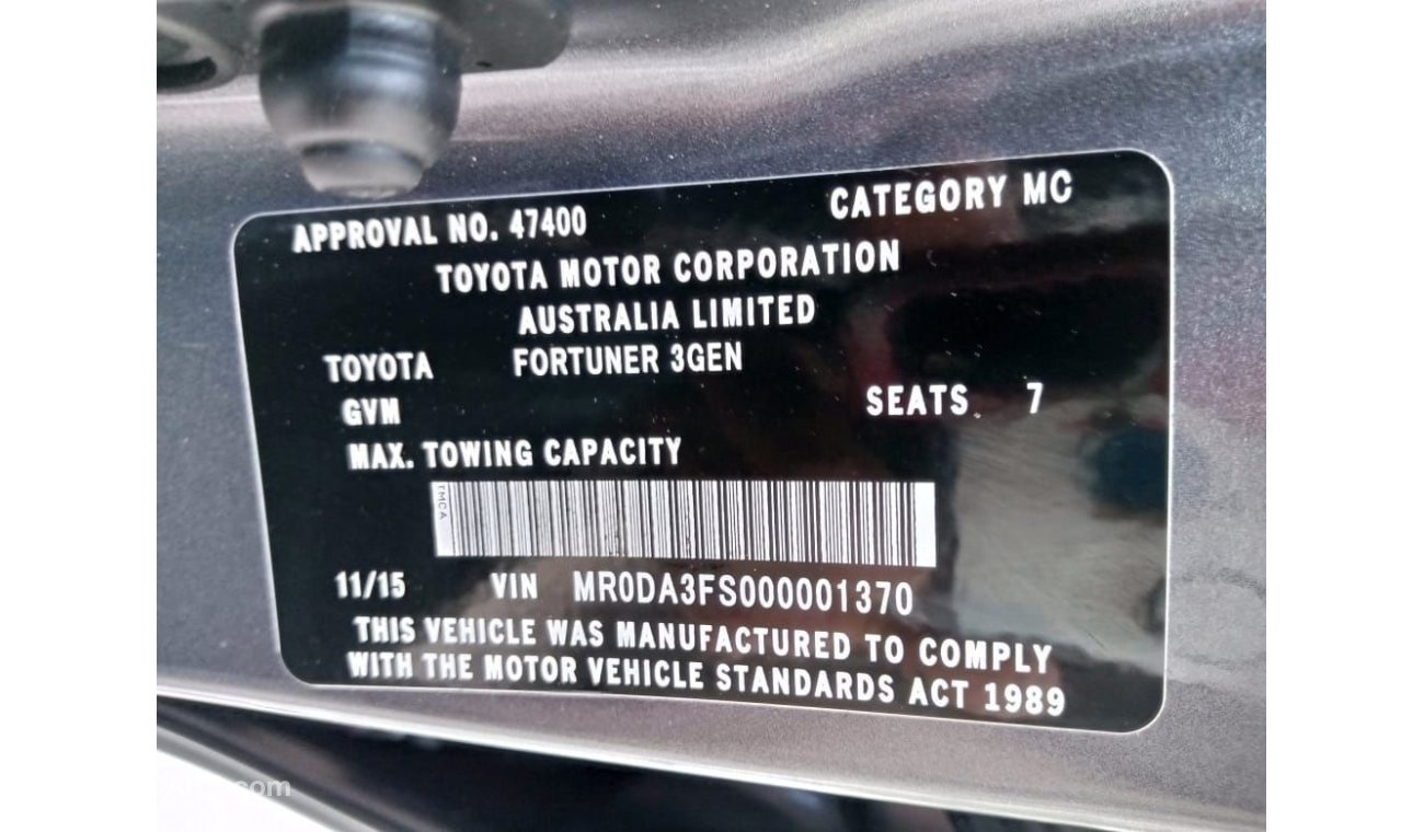 Toyota Fortuner TOYOTA FORTUNER RIGHT HAND DRIVE (PM1040)