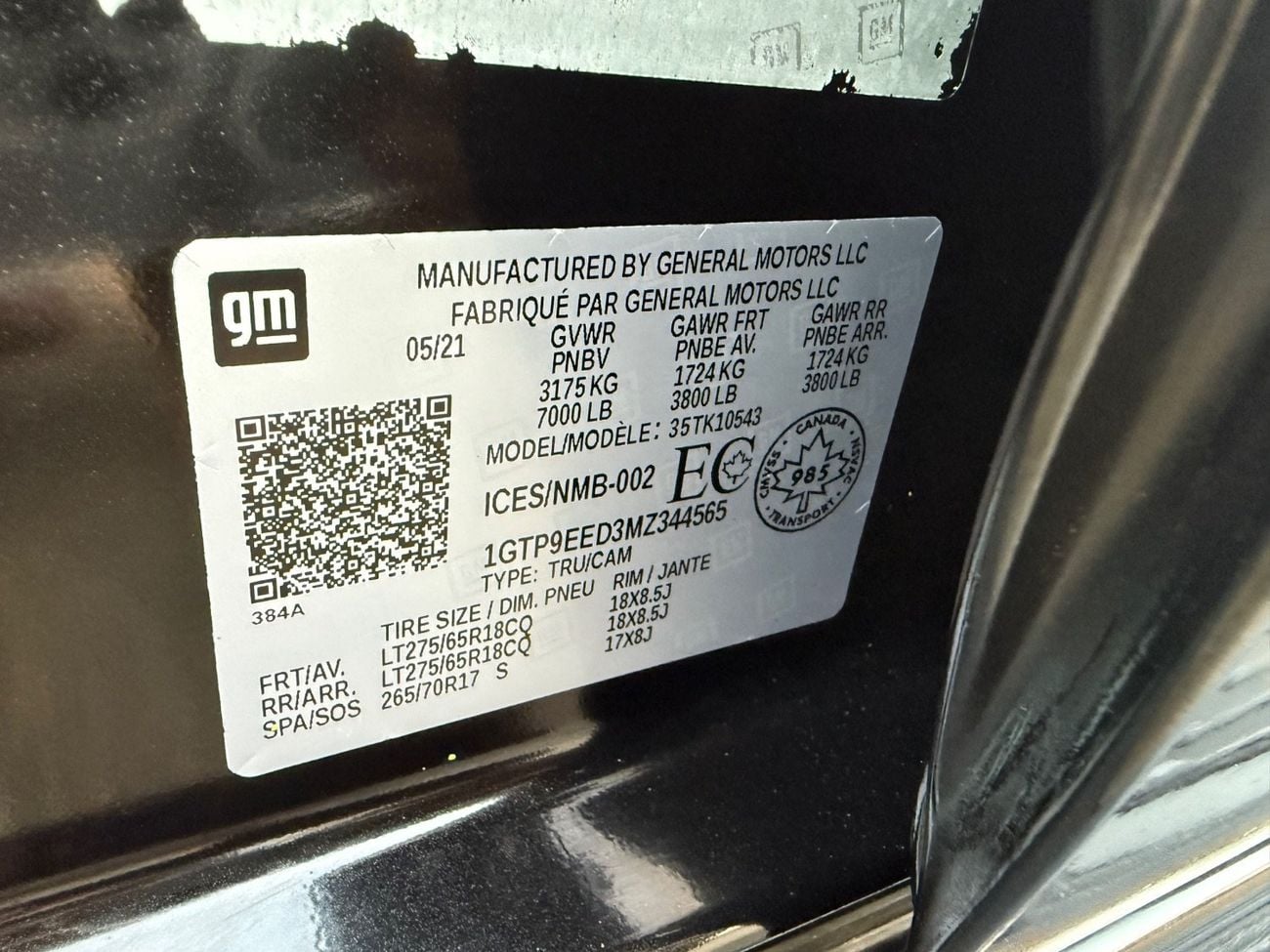 GMC Sierra 5.3L V8 AT4 Regular Cab (AWD) 2021 5.3L V8 AT4 1500 4x4 CANADA SPEC