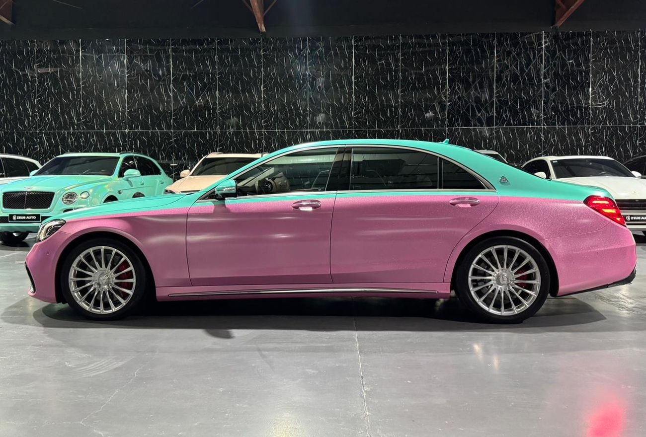 Mercedes Benz S63 AMG STD 4.0L V8 | Maybach Kit| Custom Tiffany green & glitter wrap/pink  finish