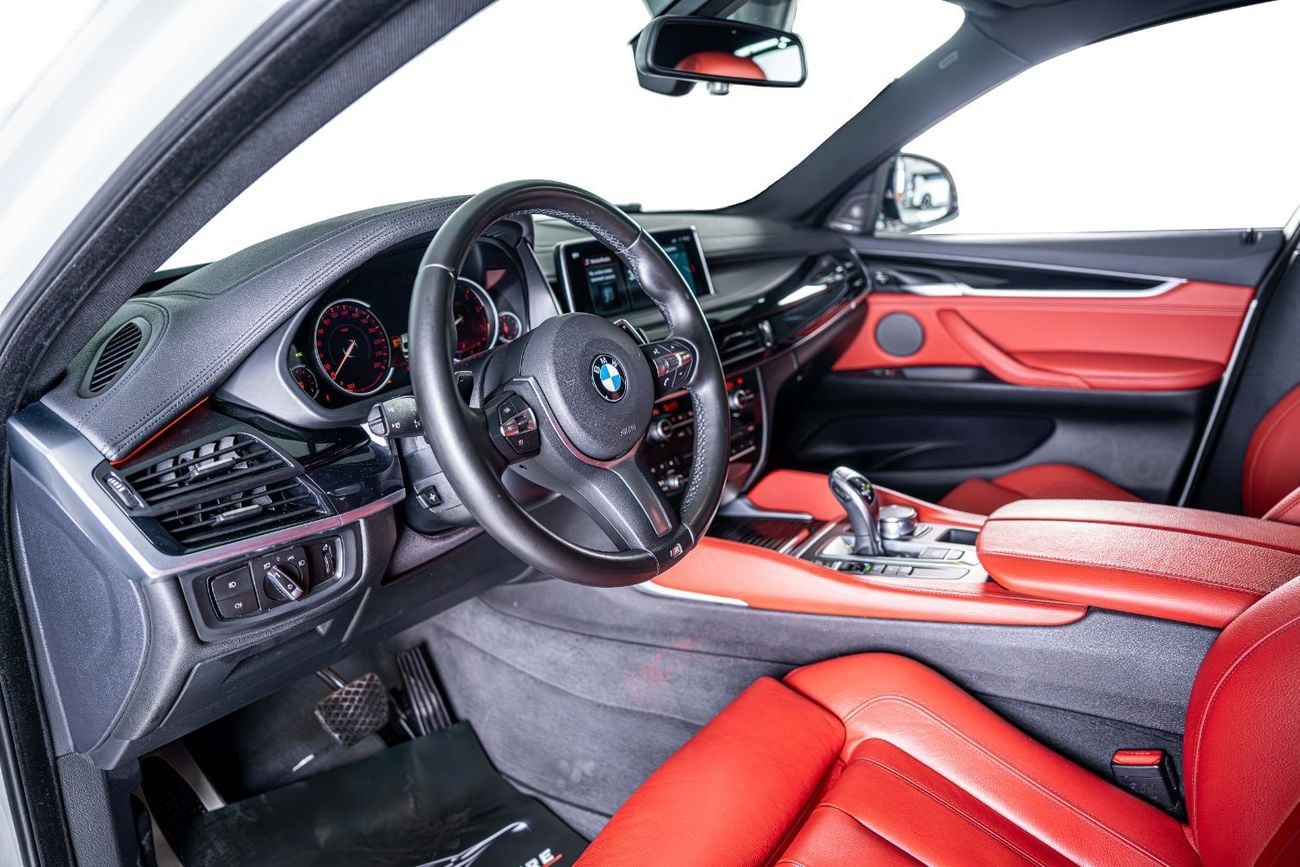 BMW X6 35i M Sport 3.0L X-Drive-MSport-GCC-Pearl White-Premium Red Leather Interior-M Sports Seats