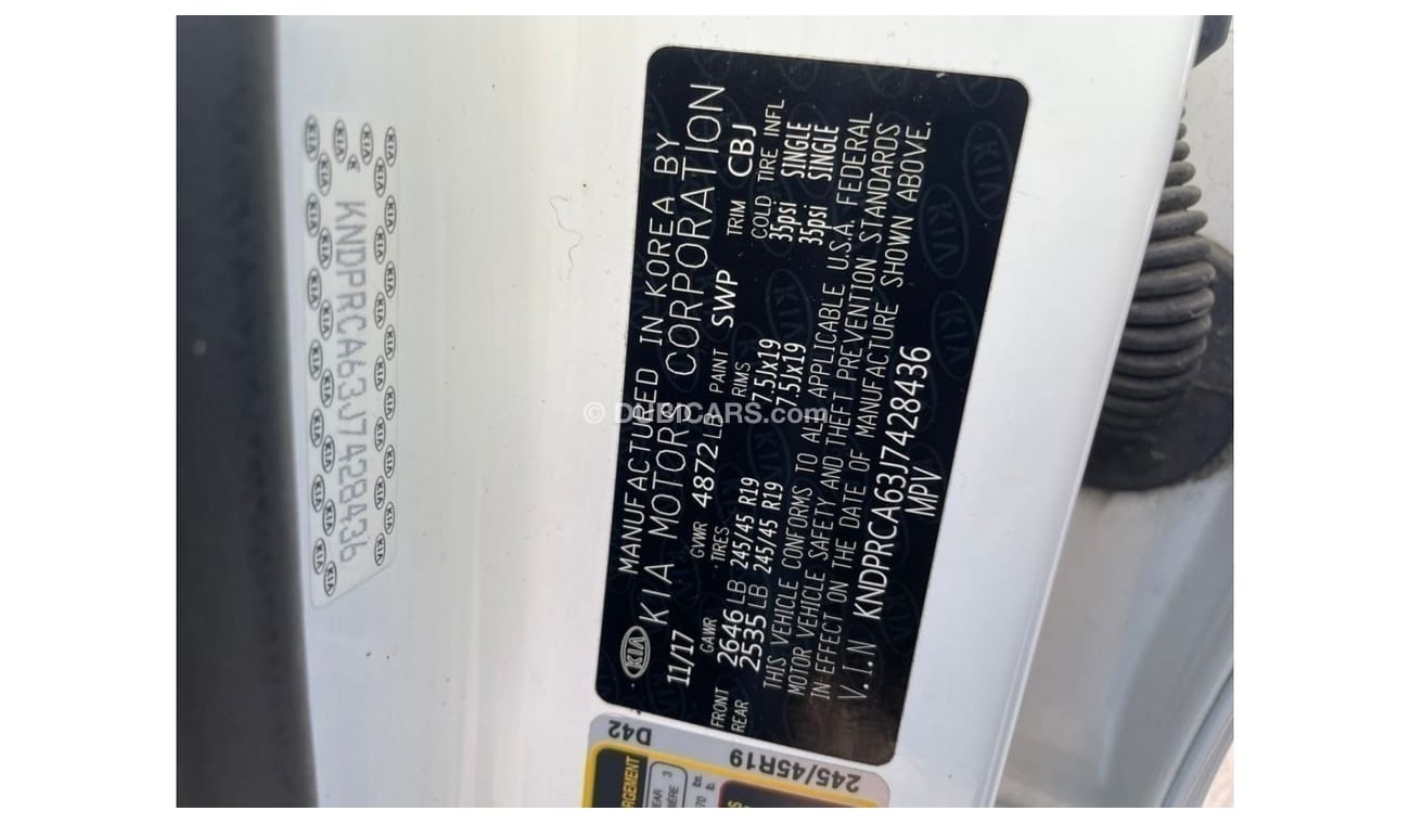 كيا سبورتيج 2018 KIA SPORTAGE 2.0L TURBO SX AWD / EXPORT ONLY