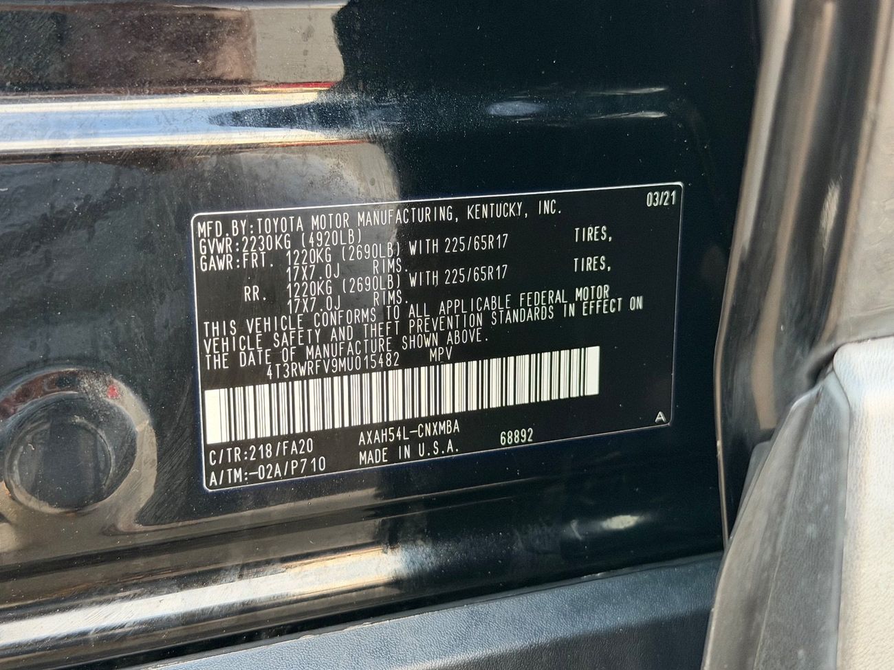 Toyota RAV4 XLE 2.5L 2021 TOYOTA RAV4 XLE HYBRID AWD IMPORTED FROM USA