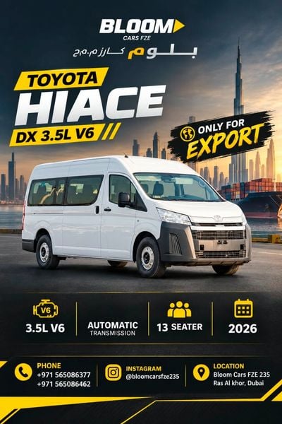 Toyota Hiace GL Toyota Hiace DX High Roof | 3.5L | Automatic Transmission | 13 Seater