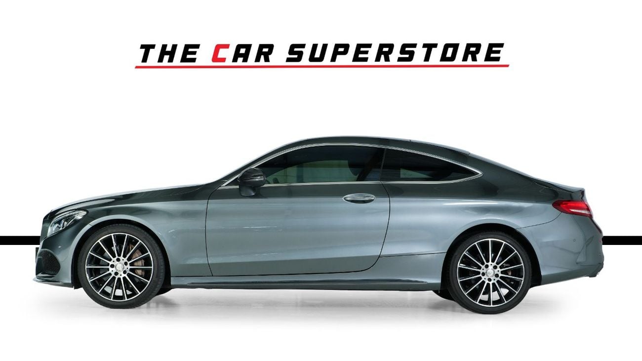 Mercedes Benz C200 AMG Coupe- GCC-Selenite Grey-AMG Body Styling-Panoramic Roof