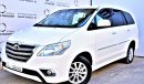 Toyota Innova 2.7L SE+ 2015 WITH BLUETOOTH REAR PARKING SENSOR