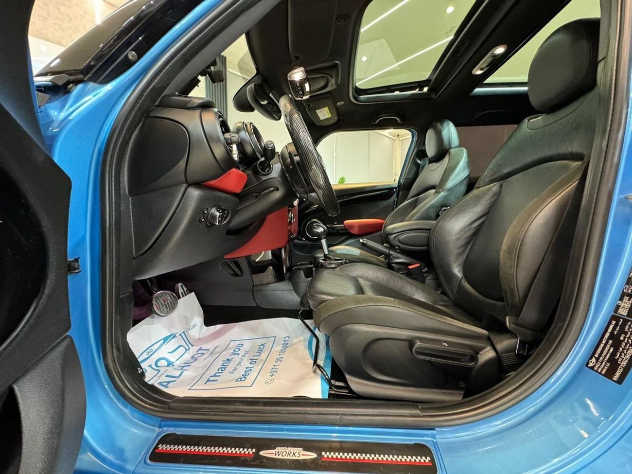 Mini Cooper S AMAZING BLUE MINI COOPER S ** JCW ** || TOP OF THE RANGE || GCC || RED , BLACK INTERIOR