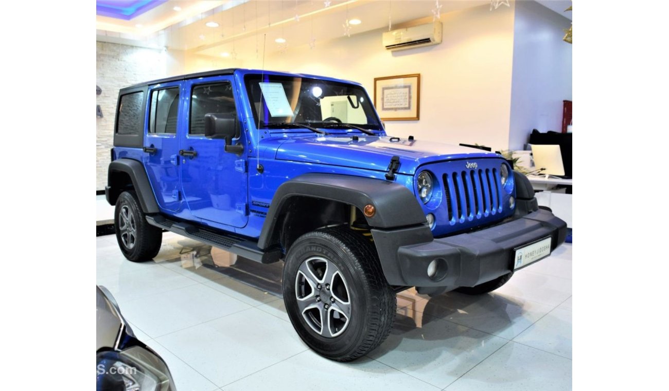 جيب رانجلر ORIGINAL PAINT ( صبغ وكاله ) Jeep Wrangler Unlimited Sport 2016 Model!! in Blue Color! GCC Specs