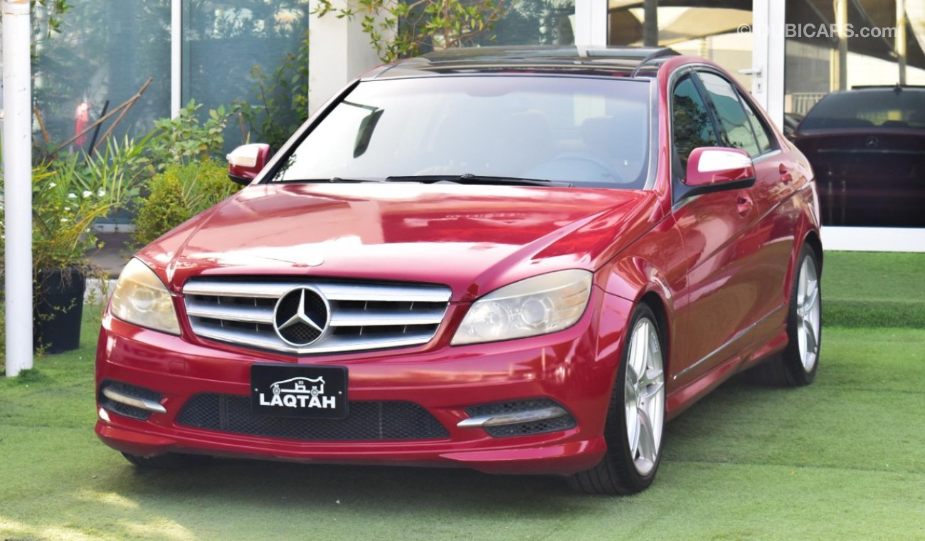 Mercedes-Benz C 300 2009 model, red color, number one, panorama, leather, cruise control, sensor wheels, in excellent co