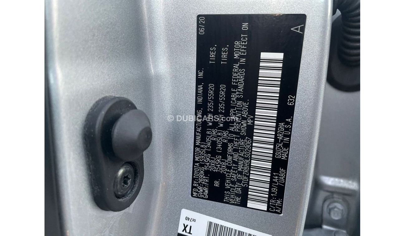 Toyota Highlander 2020 Toyota Highlander Platinum 4WD 3.5L V6 /