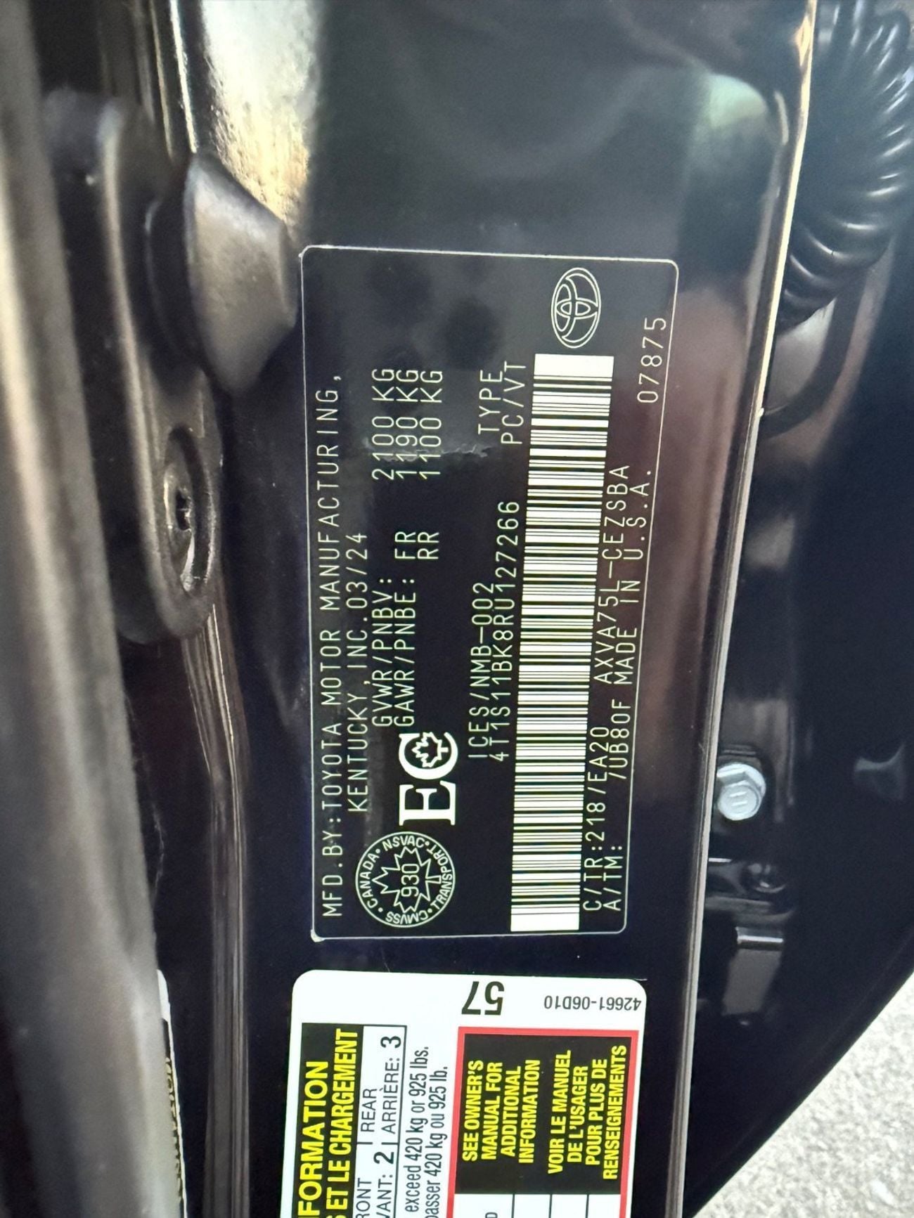 Toyota Camry SE 2.5L (204 HP) 2024 SE GR SPORT EDITION (204 HP) MOONROOF FULL OPTION CANADA SPEC