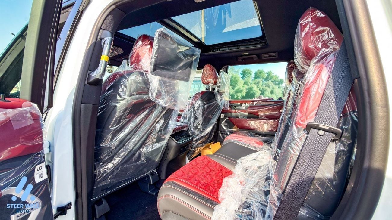 نيسان باترول LE Platinum 2026 | Twin-Turbo AWD | 9AT | 8-Seater | Dual-Tone Black Roof & White Body | Red Interio