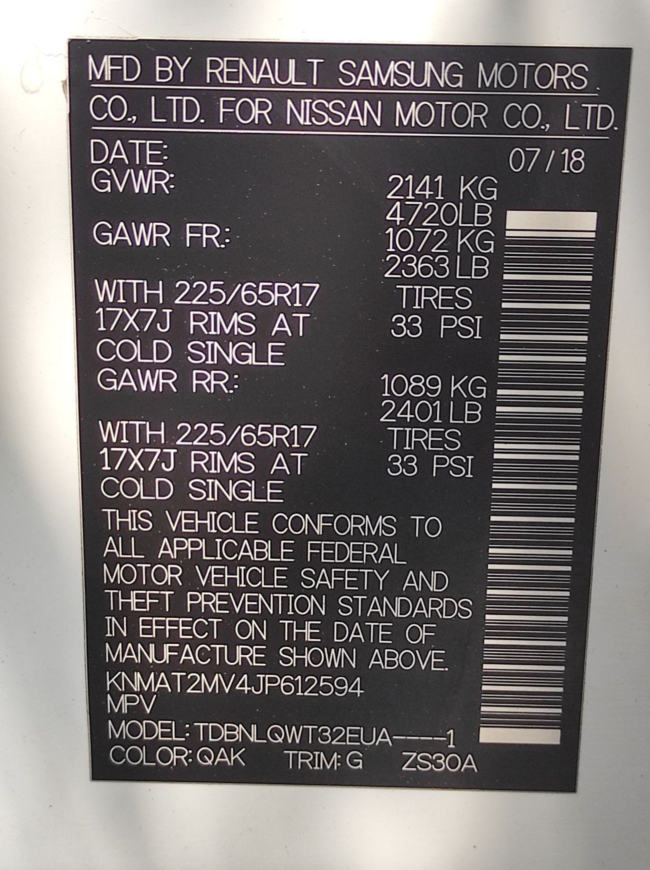 Nissan Rogue Nissan Rouge 2018 isa V4 2.4 Full automatic