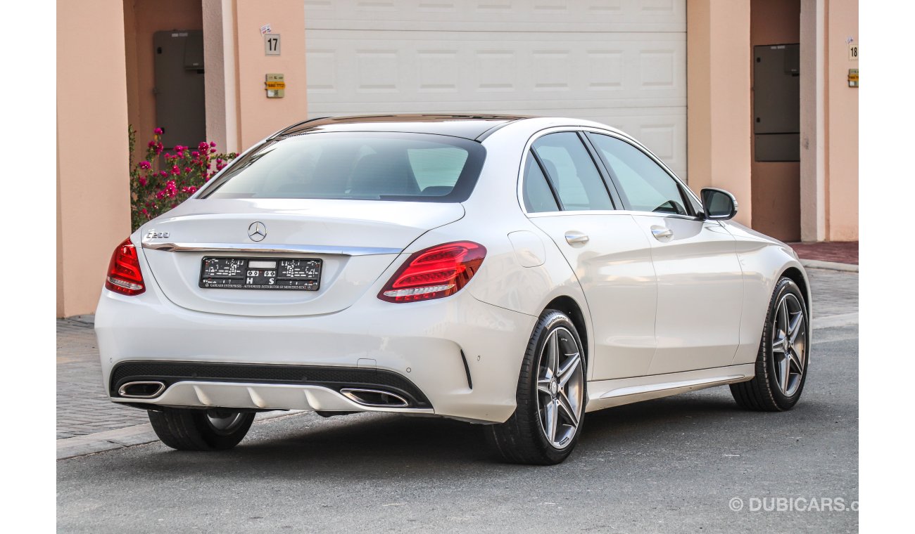 مرسيدس بنز C200 AMG 2015 GCC under Dealer Warranty with Zero Downpayment.