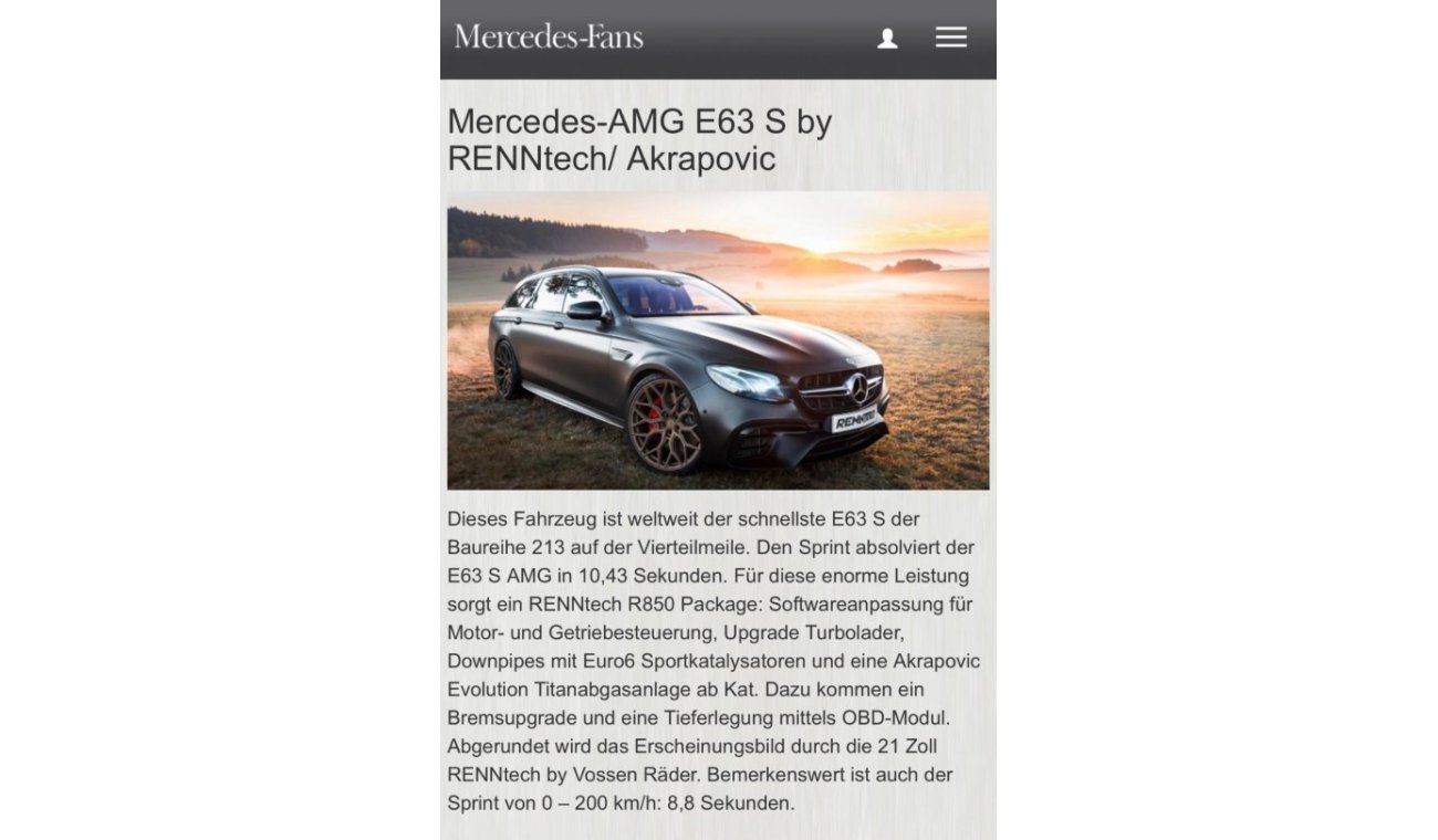 Mercedes-Benz E 63 AMG Std S E 63 S AMG 612HP 4MATIC+ RENNTECH STAGE-3 850HP
