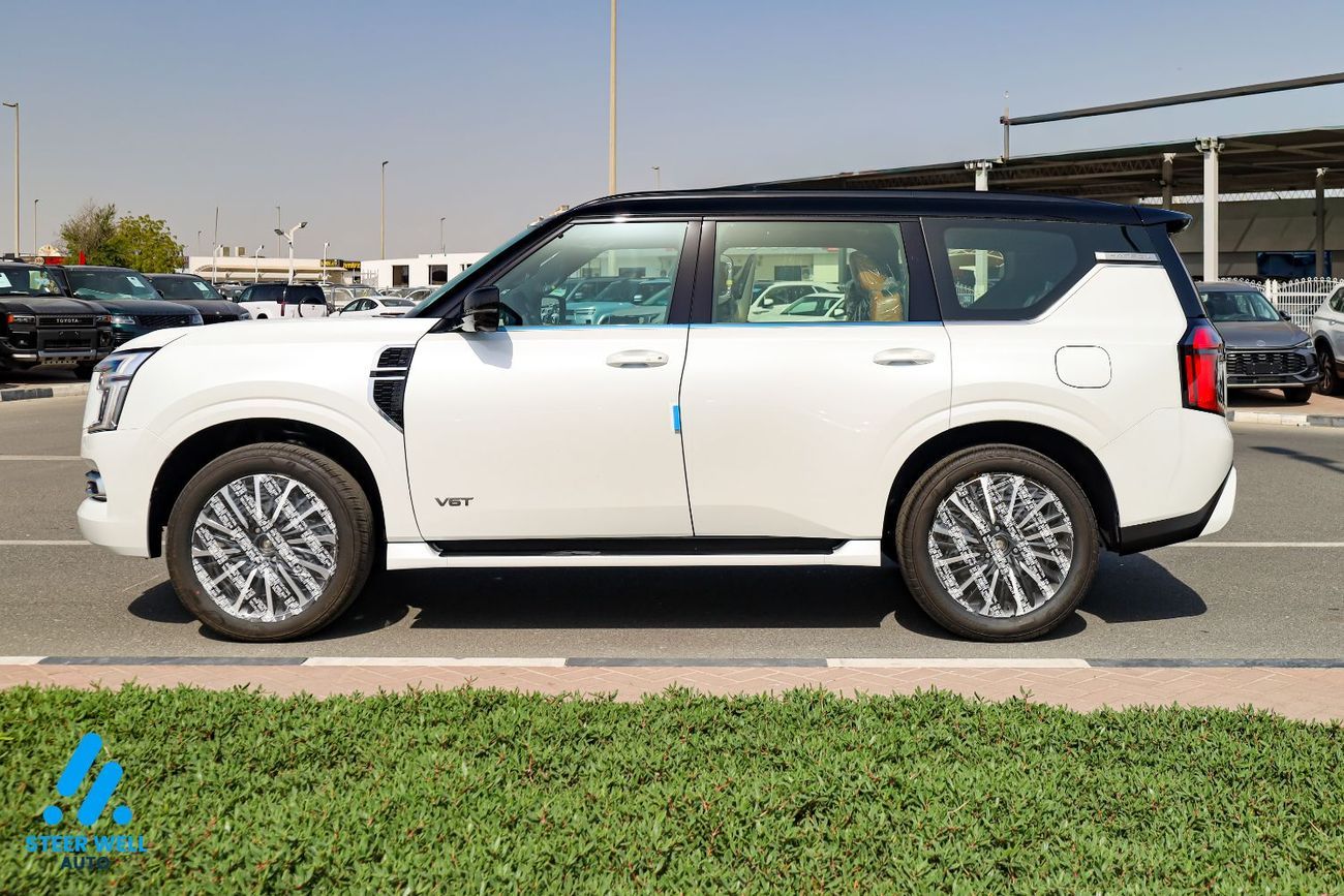 Nissan Patrol LE Platinum 2026 | Twin-Turbo AWD | 9AT | Dual-Tone White & Black | Tan Interior | Height-Control