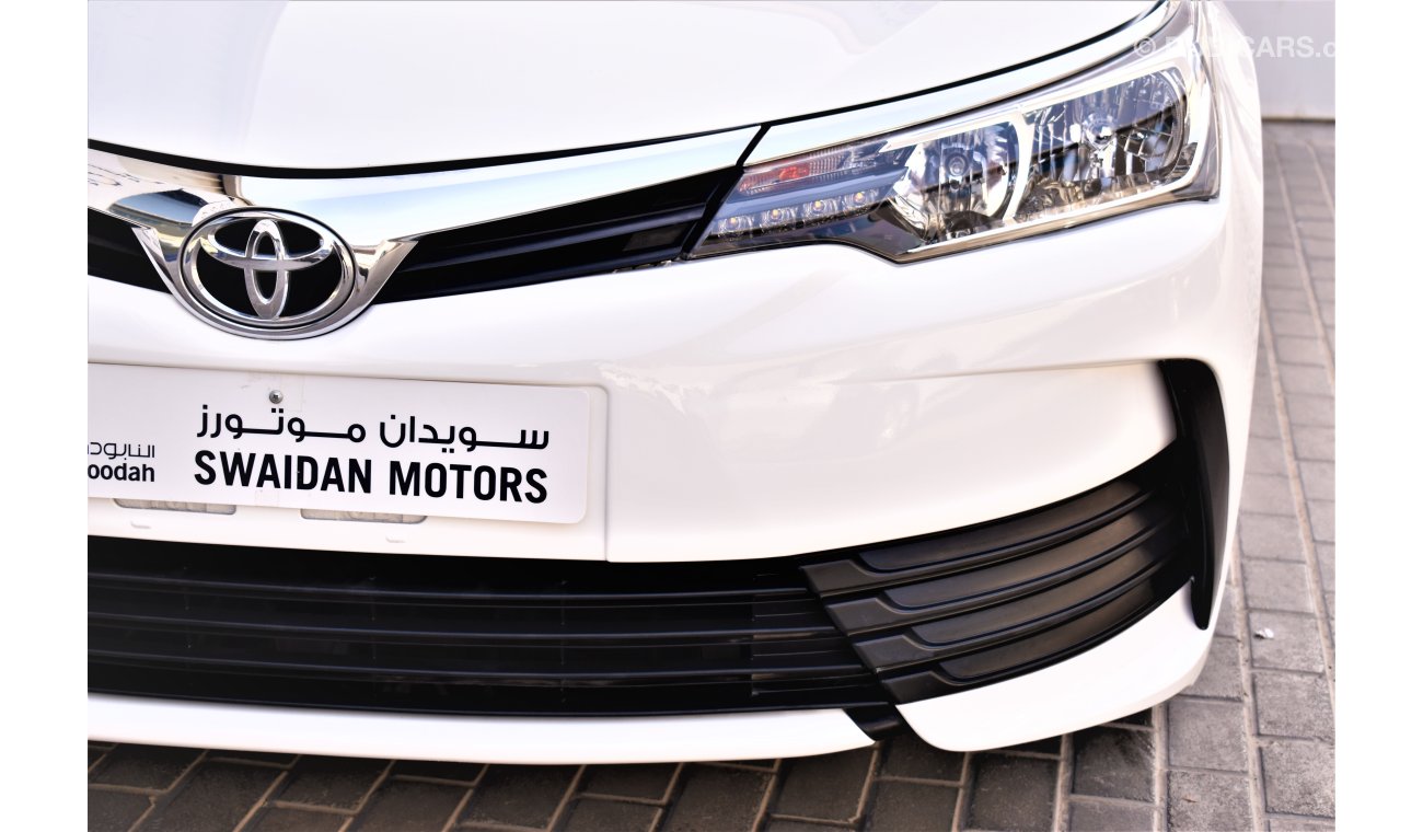 Toyota Corolla AED 1035 PM | 2.0L SE 2018 GCC WARRANTY