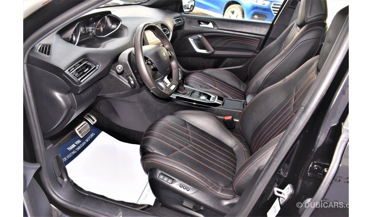 Peugeot 308 AED 1468 PM | 1.6L GT LINE GCC AGENCY WARRANTY UP TO 2026 OR 100000KM