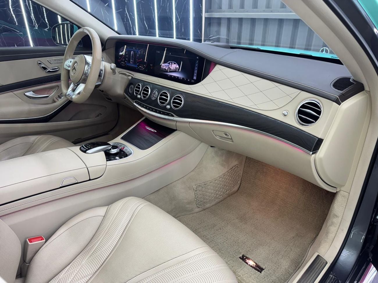 Mercedes Benz S63 AMG STD 4.0L V8 | Maybach Kit| Custom Tiffany green & glitter wrap/pink  finish