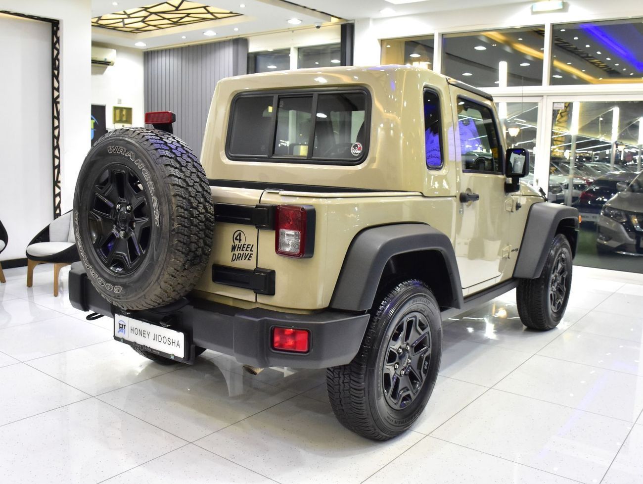 Jeep Wrangler EXCELLENT DEAL for our Jeep Wrangler JK Willys ( 2018 Model ) in Beige Color GCC Specs