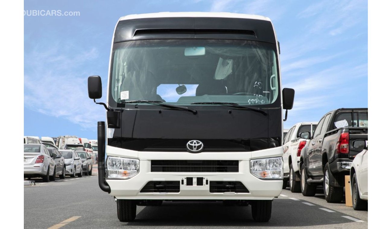 Toyota Coaster 22 Seater with Snorkel, 3 Point Seatbelt, Fridge, Mic System, Green Laminated Glass , Heater and Coo