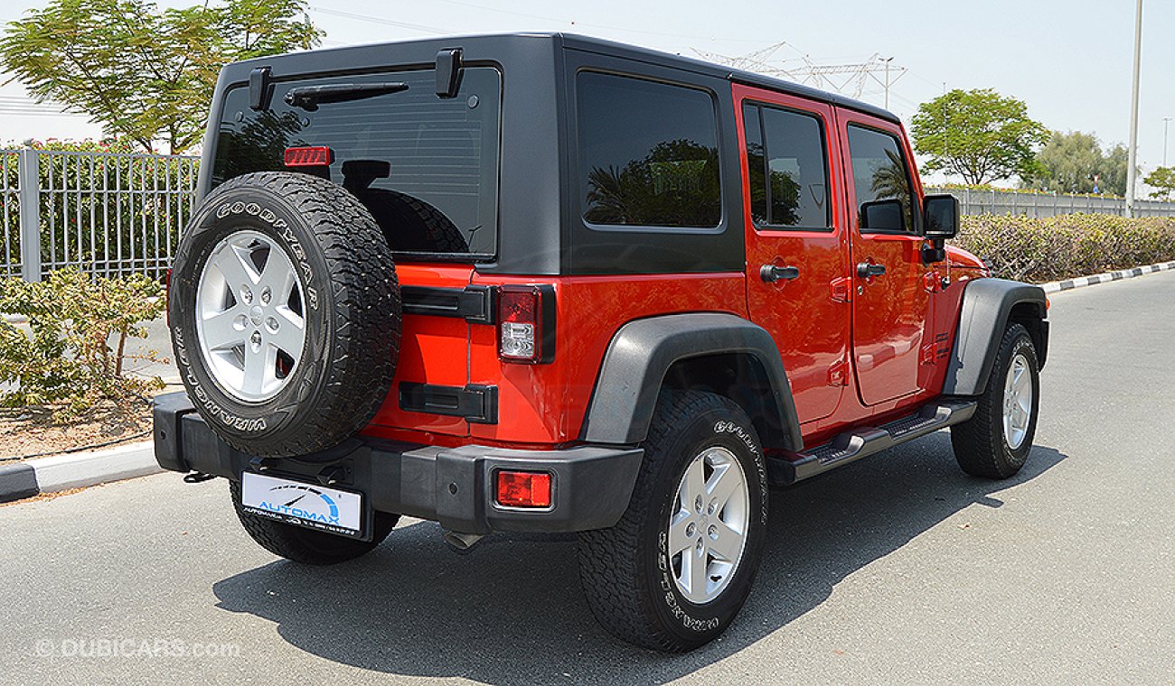 Jeep Wrangler Unlimited Sport, 3.6L-V6 4X4, GCC Specs with Warranty and Service until Nov 2021 or 100,000km