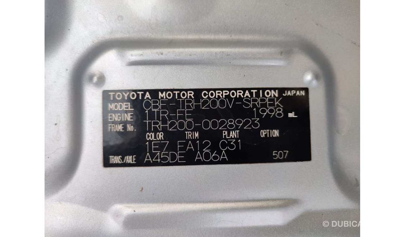 Toyota Hiace SILVER  PETROL|| RHD AUTO|| TRH200-0028923 || ONLY FOR EXPORT ||