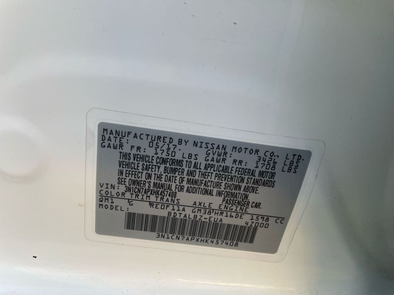 Nissan Versa 2018 Nissan Versa (Sunny) SV 1.5L V4 MidOption  Economical