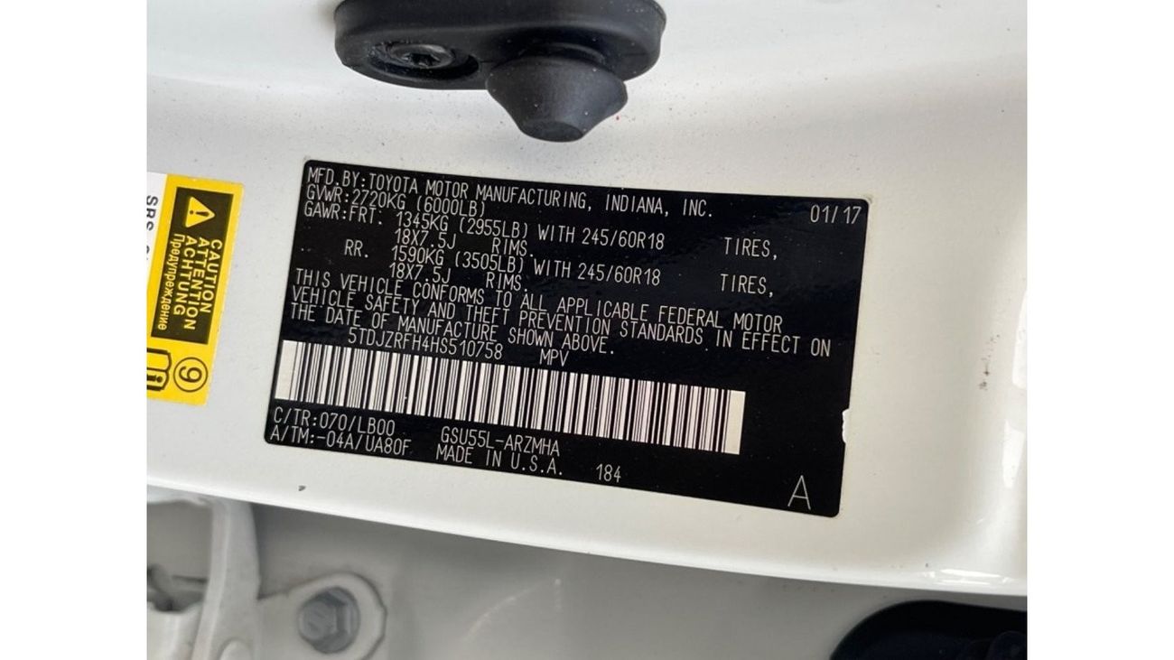 Toyota Highlander 2017 TOYOTA HIGHLANDER XLE 4x4 FULL OPTIONS IMPORTED FROM USA