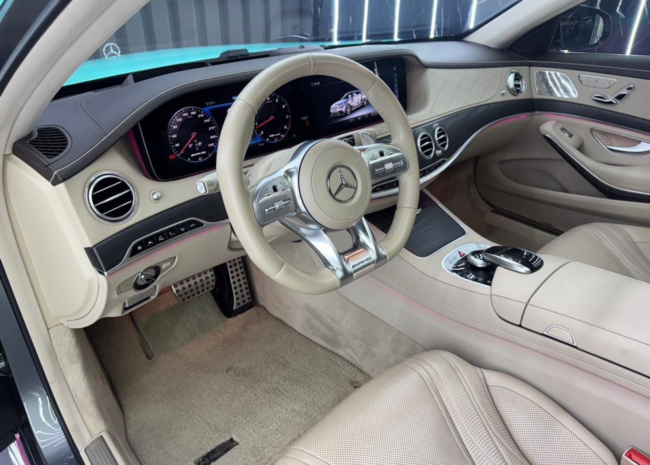Mercedes Benz S63 AMG STD 4.0L V8 | Maybach Kit| Custom Tiffany green & glitter wrap/pink  finish